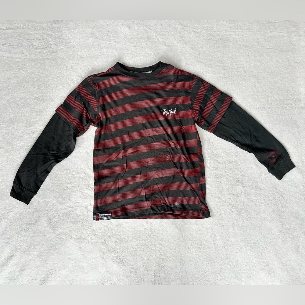 Tony Hawk Striped Black and Red Long Sleeve Shirt